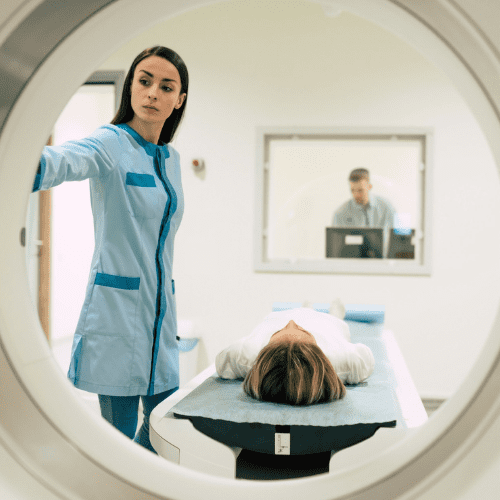 A nurse running a cardiac PET scan in Los Angeles